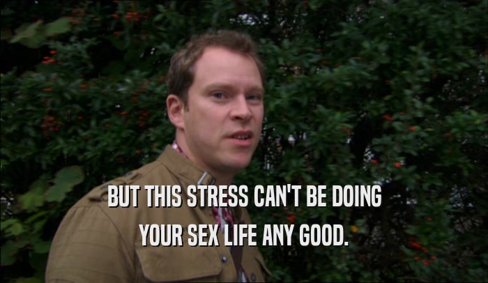 BUT THIS STRESS CAN'T BE DOING
 YOUR SEX LIFE ANY GOOD.
 