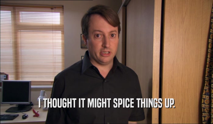 I THOUGHT IT MIGHT SPICE THINGS UP.  