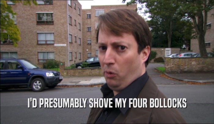 I'D PRESUMABLY SHOVE MY FOUR BOLLOCKS  