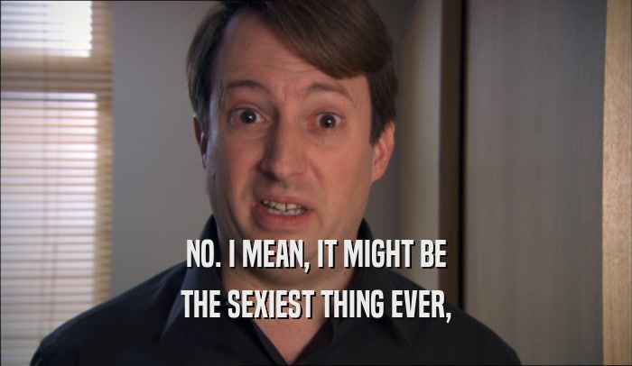 NO. I MEAN, IT MIGHT BE THE SEXIEST THING EVER, 