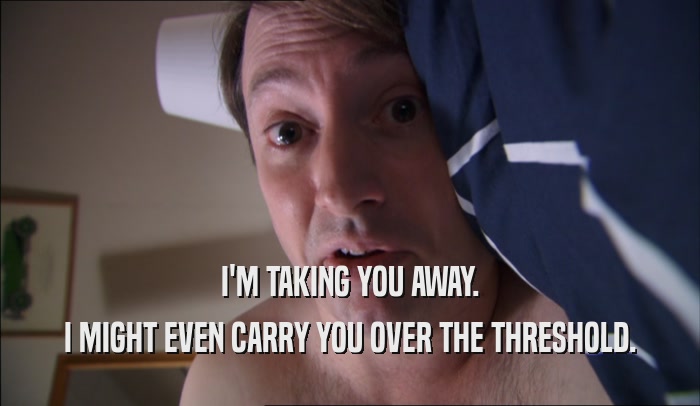 I'M TAKING YOU AWAY. I MIGHT EVEN CARRY YOU OVER THE THRESHOLD. 