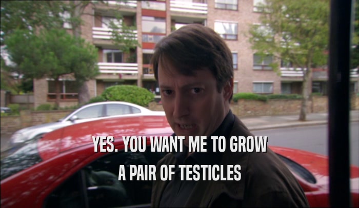 YES. YOU WANT ME TO GROW A PAIR OF TESTICLES 