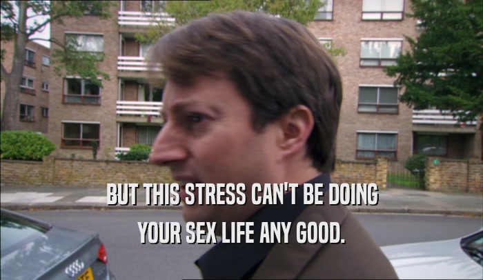 BUT THIS STRESS CAN'T BE DOING
 YOUR SEX LIFE ANY GOOD.
 