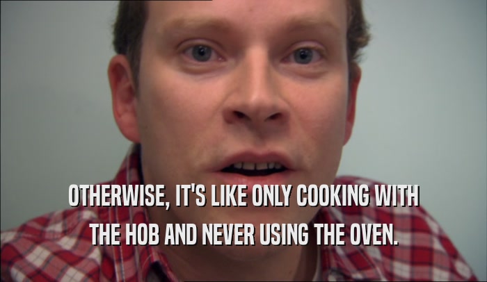 OTHERWISE, IT'S LIKE ONLY COOKING WITH THE HOB AND NEVER USING THE OVEN. 