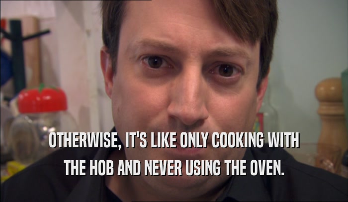 OTHERWISE, IT'S LIKE ONLY COOKING WITH THE HOB AND NEVER USING THE OVEN. 