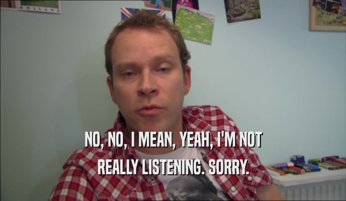 NO, NO, I MEAN, YEAH, I'M NOT REALLY LISTENING. SORRY. 