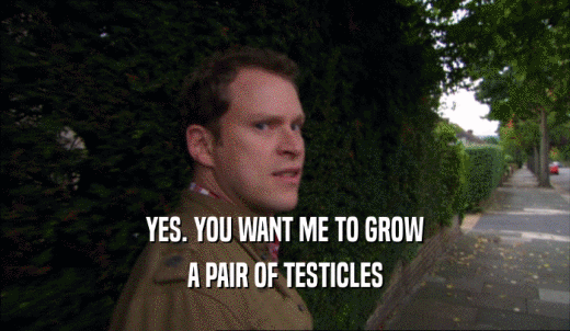 YES. YOU WANT ME TO GROW A PAIR OF TESTICLES 