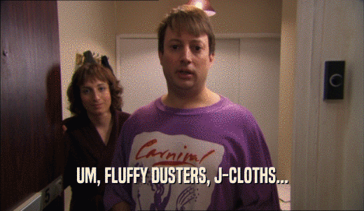UM, FLUFFY DUSTERS, J-CLOTHS...  