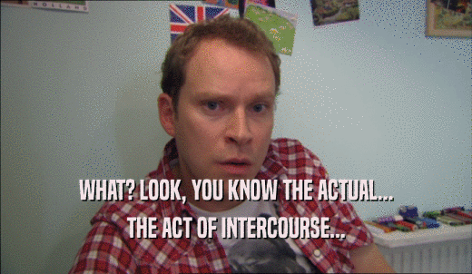 WHAT? LOOK, YOU KNOW THE ACTUAL... THE ACT OF INTERCOURSE... 