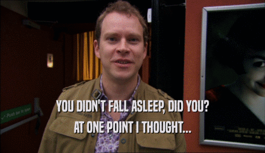 YOU DIDN'T FALL ASLEEP, DID YOU? AT ONE POINT I THOUGHT... 