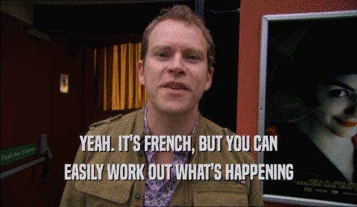 YEAH. IT'S FRENCH, BUT YOU CAN EASILY WORK OUT WHAT'S HAPPENING 