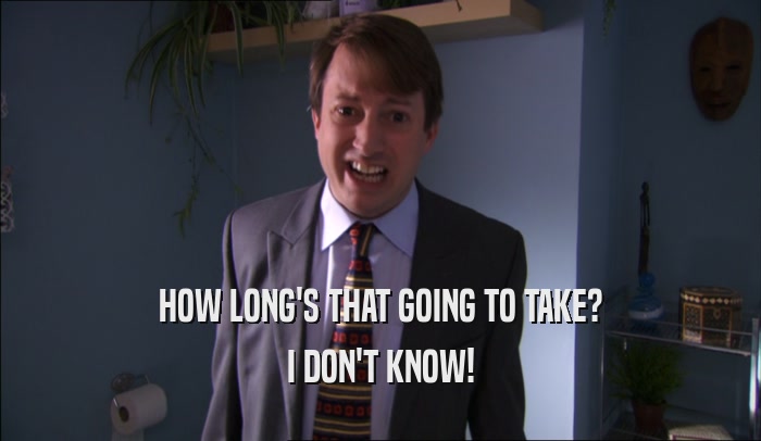 HOW LONG'S THAT GOING TO TAKE? I DON'T KNOW! 