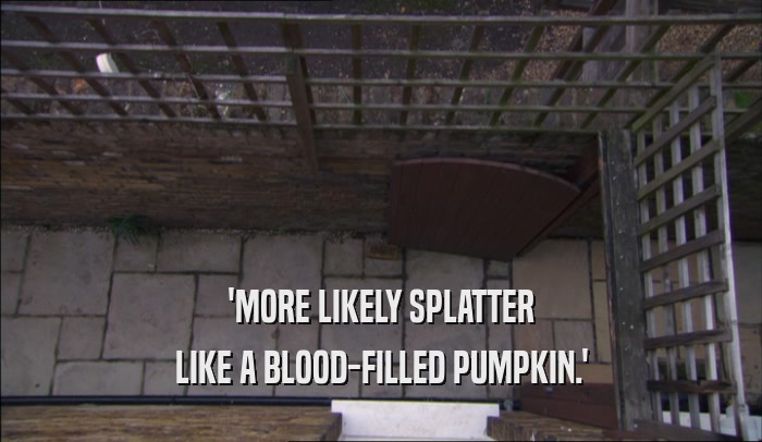 'MORE LIKELY SPLATTER LIKE A BLOOD-FILLED PUMPKIN.' 