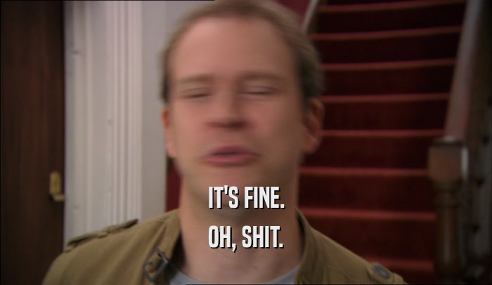 IT'S FINE. OH, SHIT. 