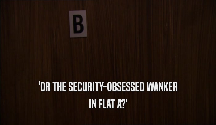 'OR THE SECURITY-OBSESSED WANKER IN FLAT A?' 