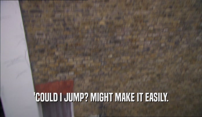 'COULD I JUMP? MIGHT MAKE IT EASILY.  
