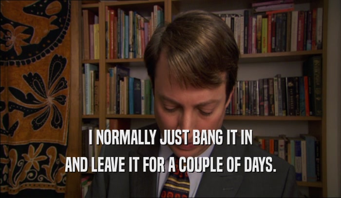 I NORMALLY JUST BANG IT IN AND LEAVE IT FOR A COUPLE OF DAYS. 