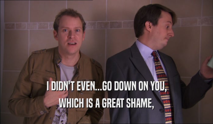 I DIDN'T EVEN...GO DOWN ON YOU, WHICH IS A GREAT SHAME, 