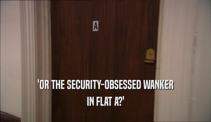 'OR THE SECURITY-OBSESSED WANKER IN FLAT A?' 