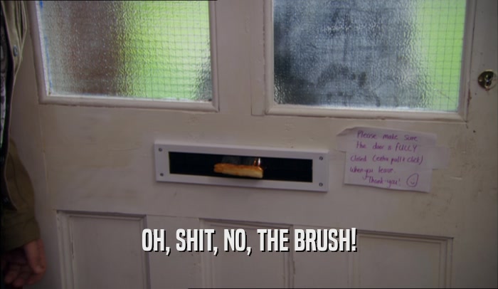OH, SHIT, NO, THE BRUSH!  