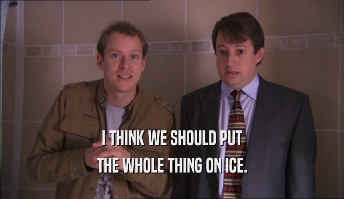 I THINK WE SHOULD PUT THE WHOLE THING ON ICE. 