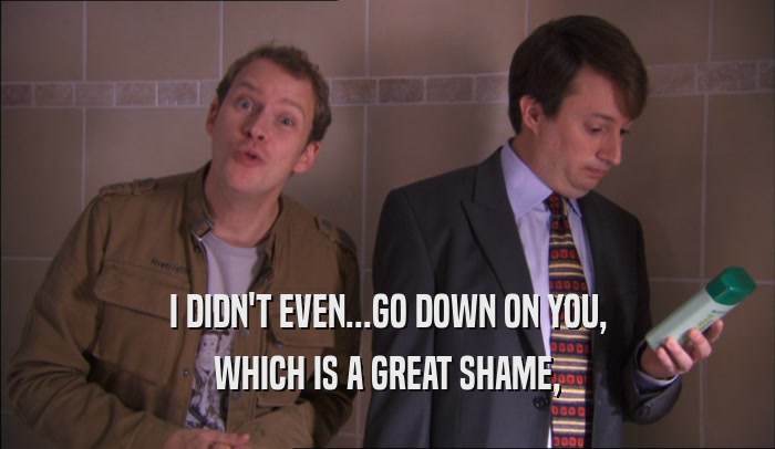 I DIDN'T EVEN...GO DOWN ON YOU, WHICH IS A GREAT SHAME, 