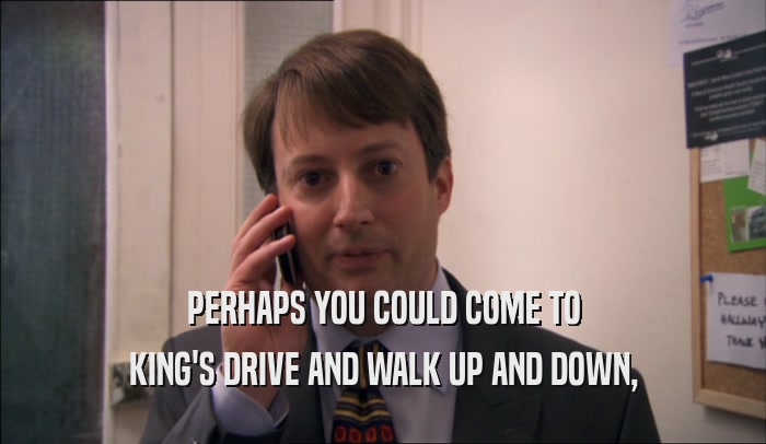 PERHAPS YOU COULD COME TO KING'S DRIVE AND WALK UP AND DOWN, 