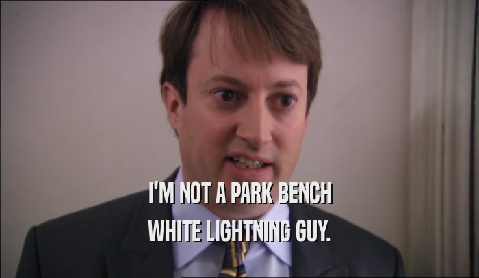 I'M NOT A PARK BENCH WHITE LIGHTNING GUY. 