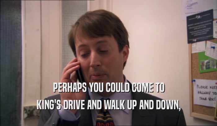 PERHAPS YOU COULD COME TO KING'S DRIVE AND WALK UP AND DOWN, 