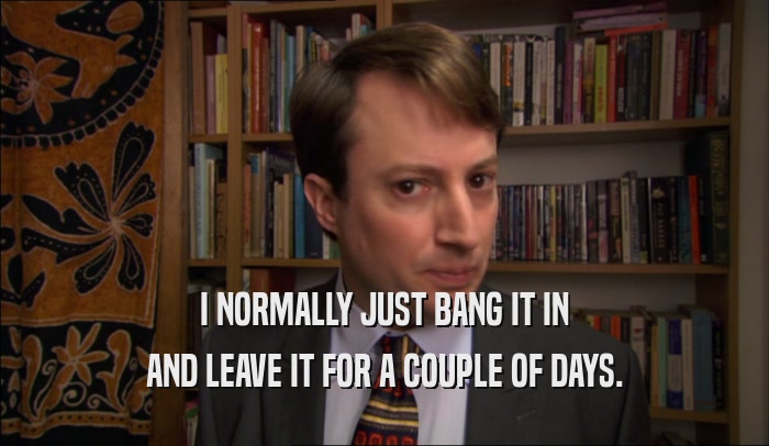 I NORMALLY JUST BANG IT IN AND LEAVE IT FOR A COUPLE OF DAYS. 