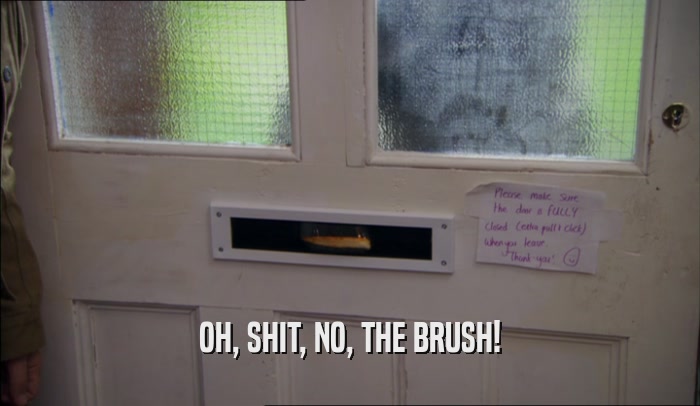 OH, SHIT, NO, THE BRUSH!  