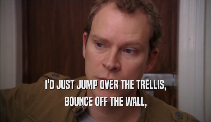 I'D JUST JUMP OVER THE TRELLIS, BOUNCE OFF THE WALL, 