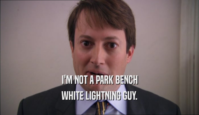 I'M NOT A PARK BENCH WHITE LIGHTNING GUY. 