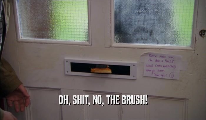 OH, SHIT, NO, THE BRUSH!  