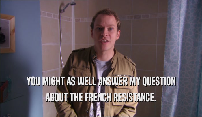 YOU MIGHT AS WELL ANSWER MY QUESTION ABOUT THE FRENCH RESISTANCE. 
