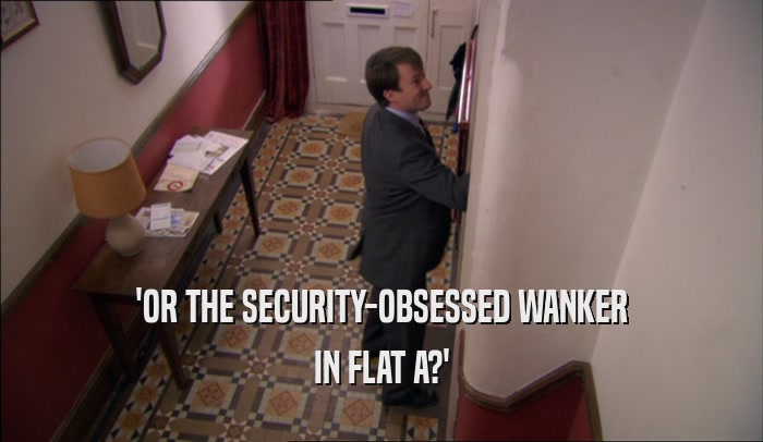 'OR THE SECURITY-OBSESSED WANKER IN FLAT A?' 
