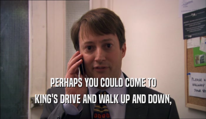 PERHAPS YOU COULD COME TO KING'S DRIVE AND WALK UP AND DOWN, 