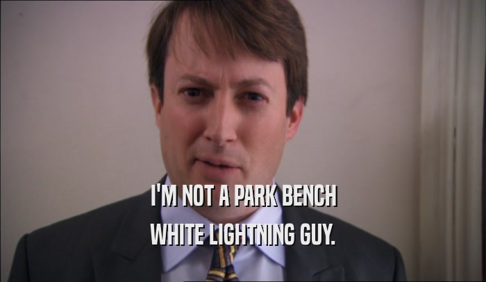 I'M NOT A PARK BENCH WHITE LIGHTNING GUY. 