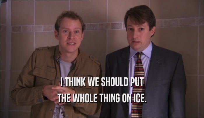 I THINK WE SHOULD PUT THE WHOLE THING ON ICE. 
