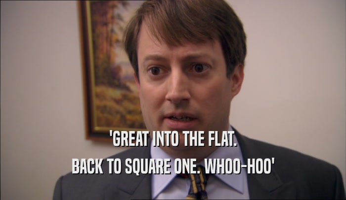 'GREAT INTO THE FLAT. BACK TO SQUARE ONE. WHOO-HOO' 
