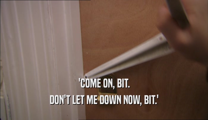 'COME ON, BIT. DON'T LET ME DOWN NOW, BIT.' 