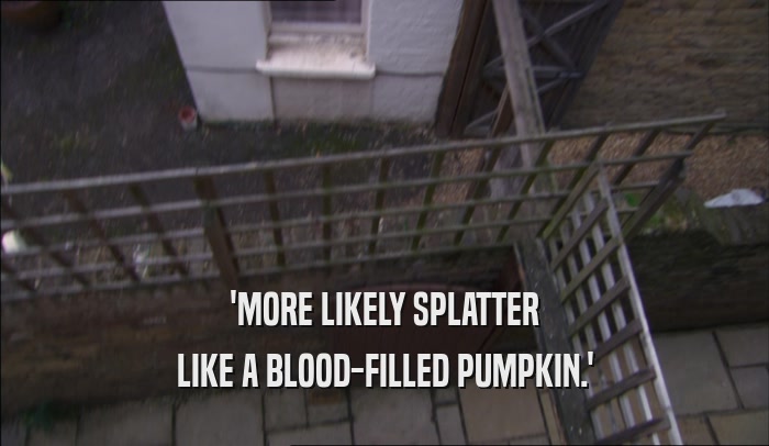 'MORE LIKELY SPLATTER LIKE A BLOOD-FILLED PUMPKIN.' 