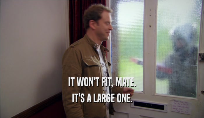 IT WON'T FIT, MATE. IT'S A LARGE ONE. 