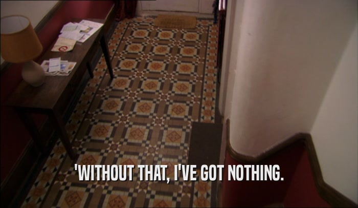 'WITHOUT THAT, I'VE GOT NOTHING.  