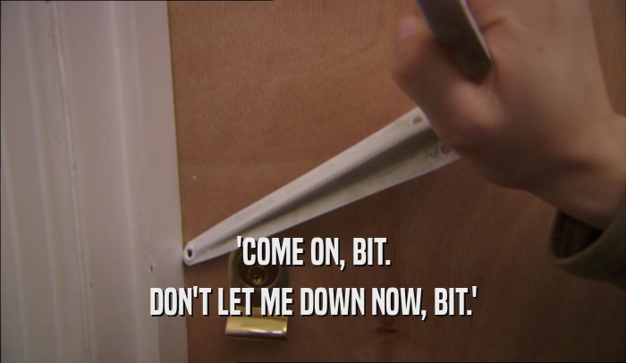 'COME ON, BIT. DON'T LET ME DOWN NOW, BIT.' 