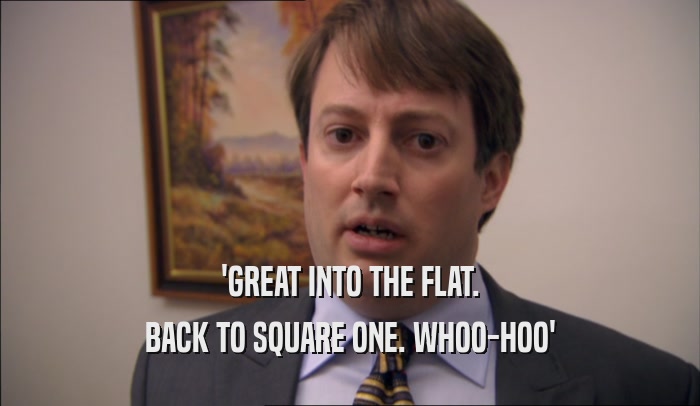 'GREAT INTO THE FLAT. BACK TO SQUARE ONE. WHOO-HOO' 