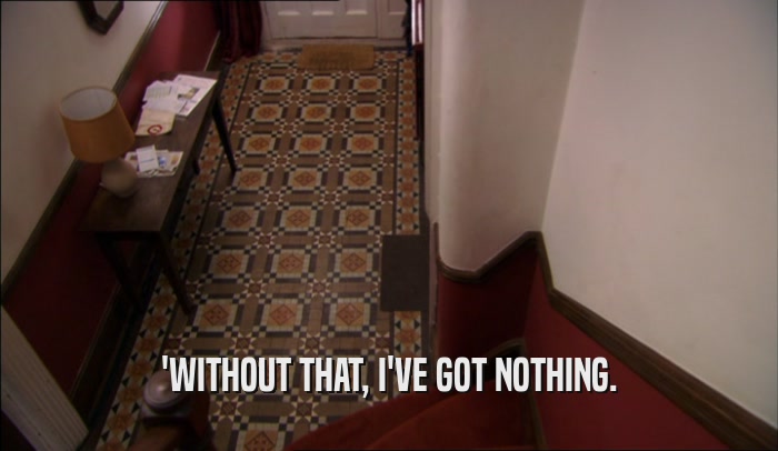 'WITHOUT THAT, I'VE GOT NOTHING.  
