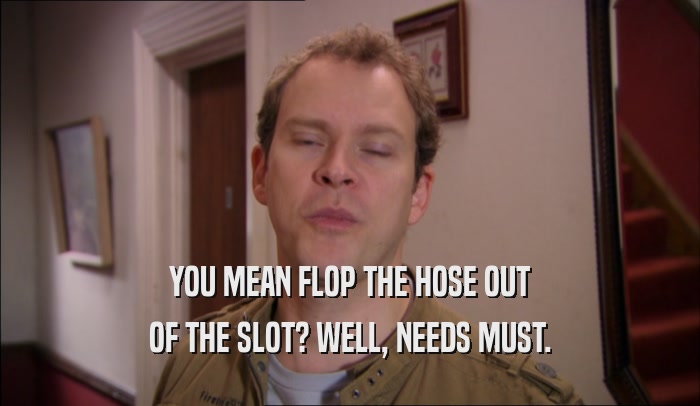YOU MEAN FLOP THE HOSE OUT OF THE SLOT? WELL, NEEDS MUST. 