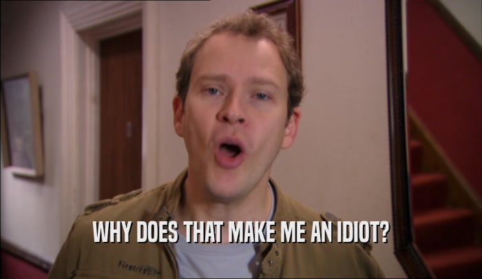 WHY DOES THAT MAKE ME AN IDIOT?  