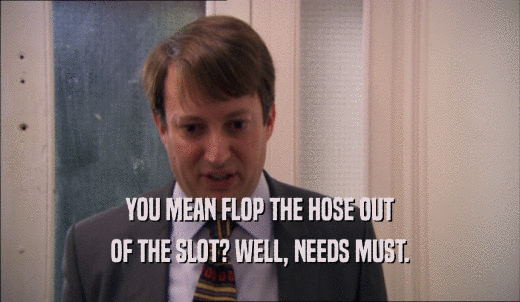 YOU MEAN FLOP THE HOSE OUT OF THE SLOT? WELL, NEEDS MUST. 